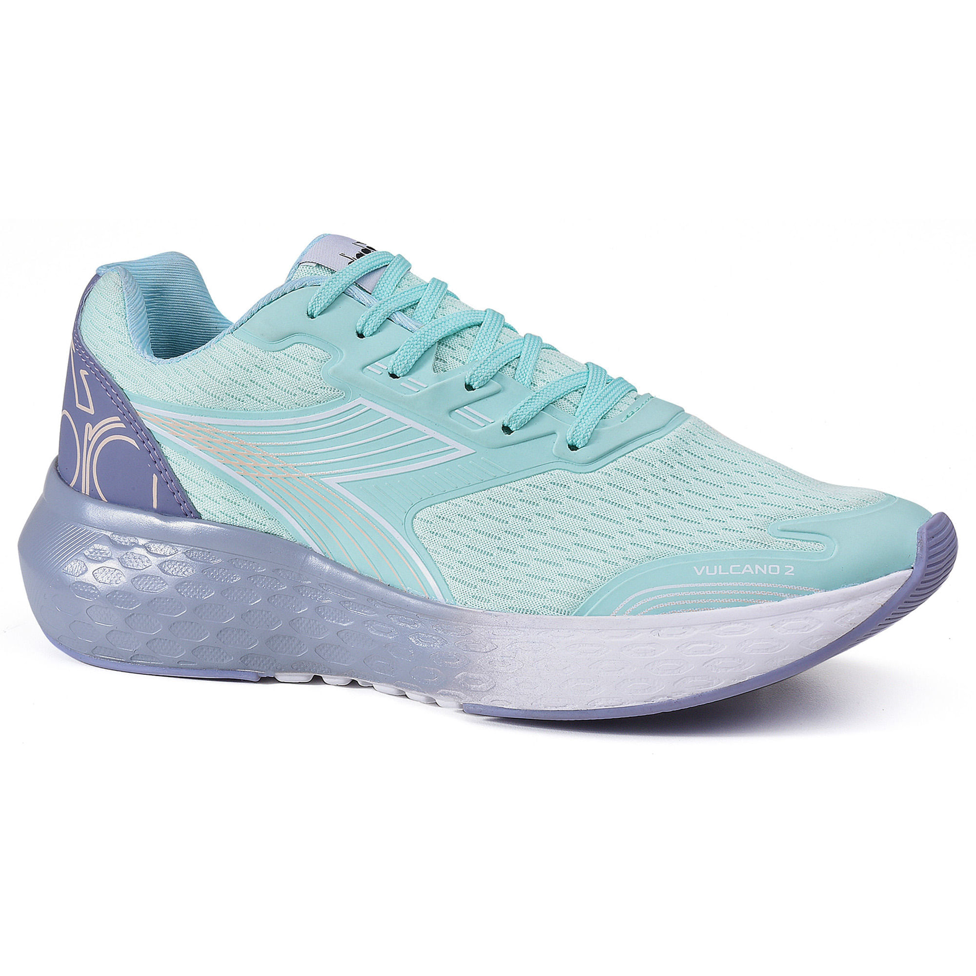 Tênis Corrida Feminino Diadora Vulcano II Azul e Lilás | Diadora